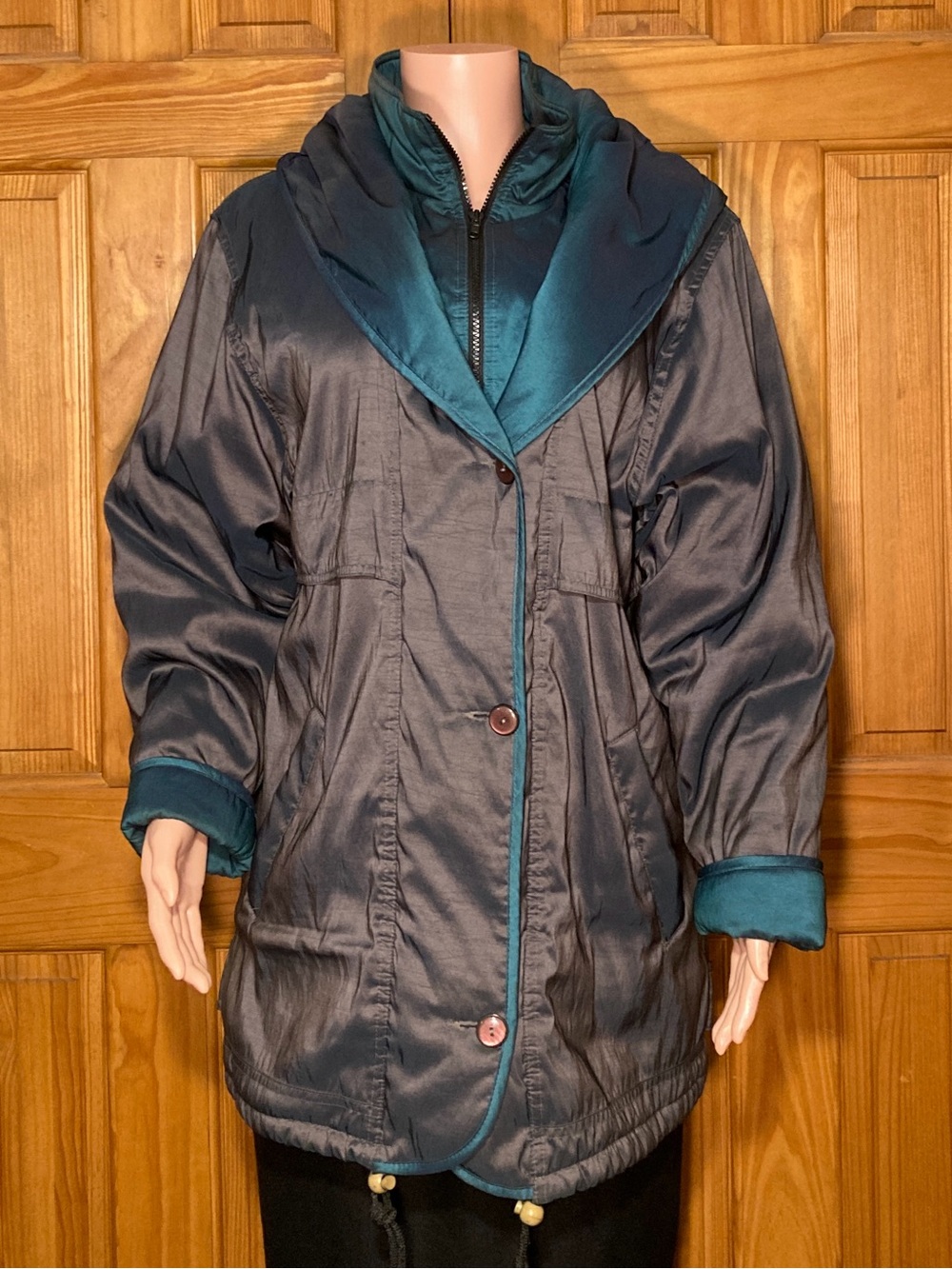 GUC Forecaster of Boston Vintage 80s Coat Hooded Insulated Green Black Size M
